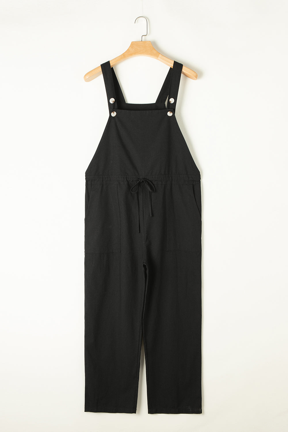 Drawstring Wide Strap Overalls with Pockets