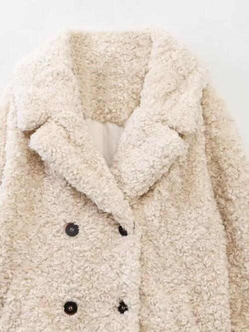 Faux Fur Button Up Lapel Neck Coat