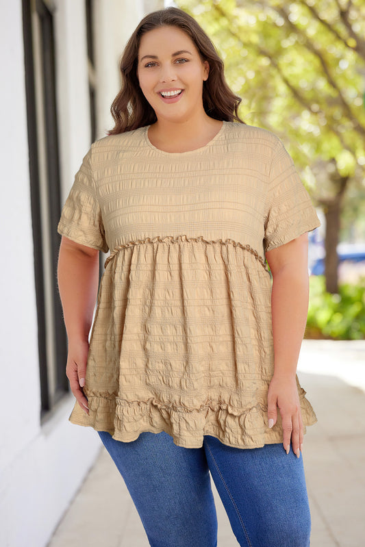 Plus Size Frill Trim Babydoll Blouse