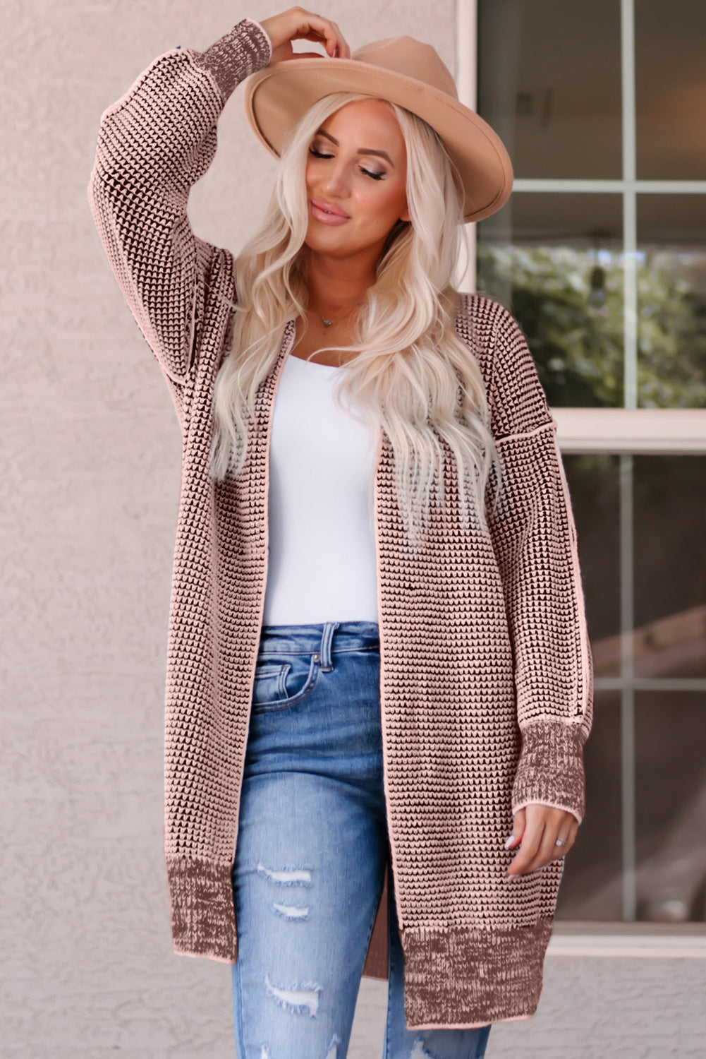 Heathered Open Front Longline Cardigan