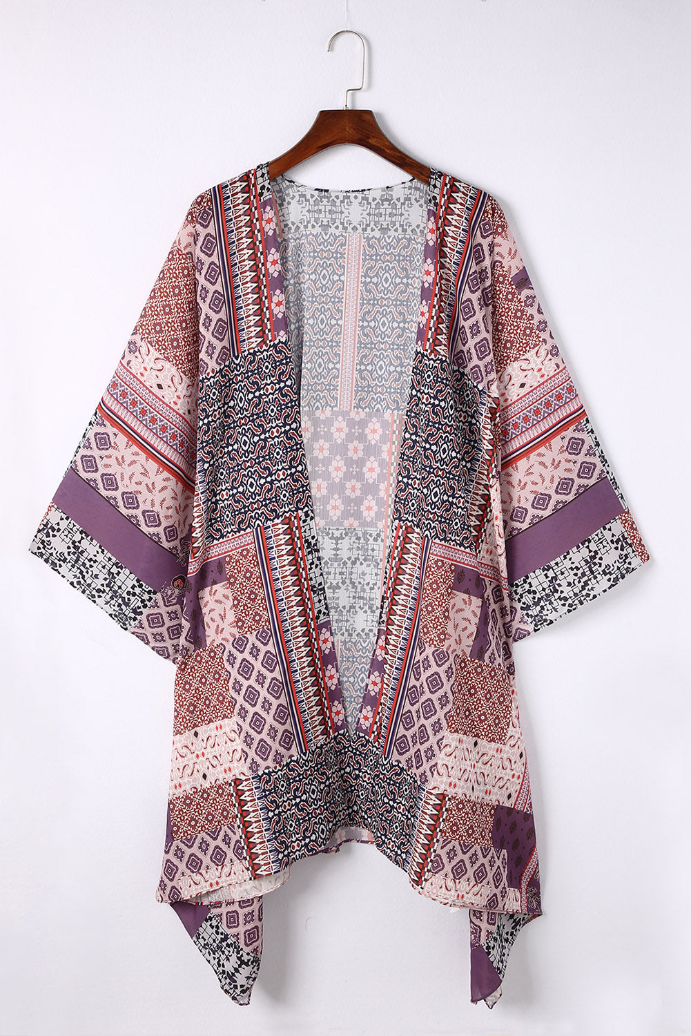 Patchwork Open Front Duster Cardigan